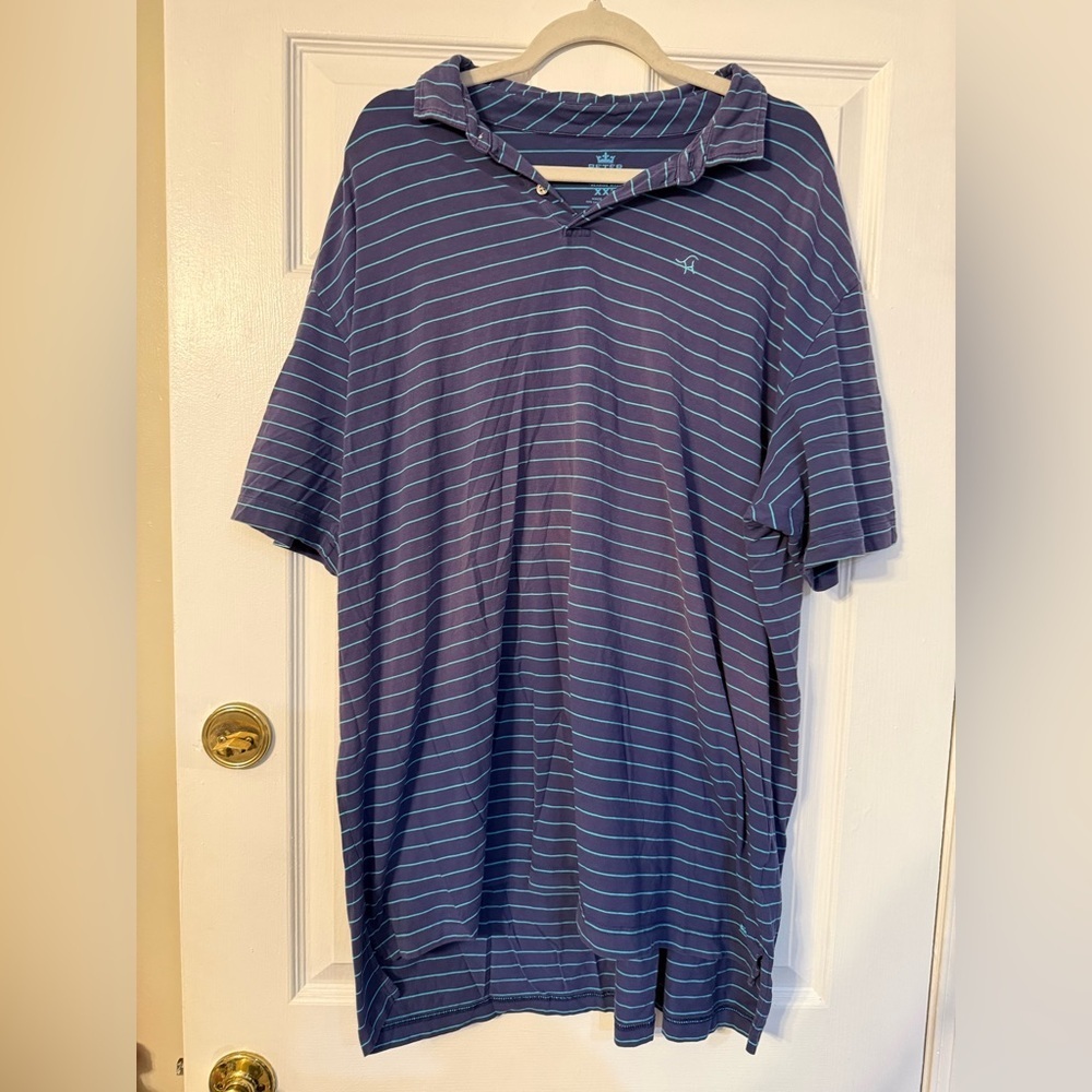Peter Millar Navy and Light Blue Striped Polo